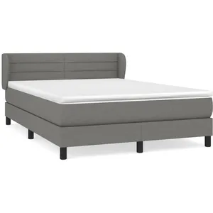 vidaXL Sommier à lattes de lit avec matelas Gris foncé 140x200cm Tissu pas cher