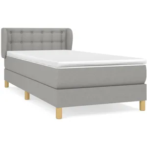 vidaXL Sommier à lattes de lit avec matelas Gris clair 90x200 cm Tissu pas cher