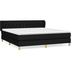 vidaXL Sommier à lattes de lit avec matelas Noir 160x200 cm Tissu pas cher