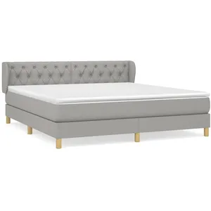 vidaXL Sommier à lattes de lit avec matelas Gris clair 160x200cm Tissu pas cher