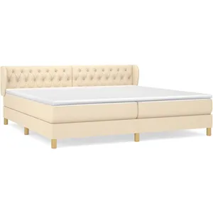 vidaXL Sommier à lattes de lit avec matelas Crème 200x200 cm Tissu pas cher