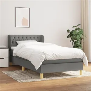 vidaXL Sommier à lattes de lit et matelas Gris foncé 90x190 cm Tissu pas cher