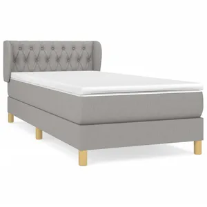 vidaXL Sommier à lattes de lit avec matelas Gris clair 90x200 cm Tissu pas cher