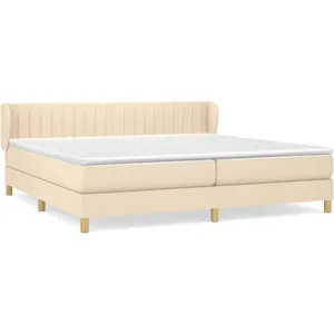vidaXL Sommier à lattes de lit avec matelas Crème 200x200 cm Tissu pas cher
