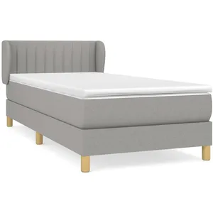 vidaXL Sommier à lattes de lit avec matelas Gris clair 90x200 cm Tissu pas cher