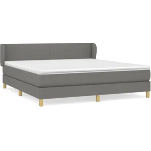 vidaXL Sommier à lattes de lit avec matelas Gris foncé 180x200cm Tissu