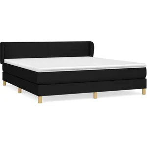vidaXL Sommier à lattes de lit avec matelas Noir 180x200 cm Tissu pas cher