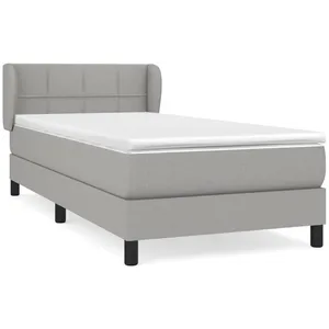 vidaXL Sommier à lattes de lit avec matelas Gris clair 90x200 cm Tissu pas cher