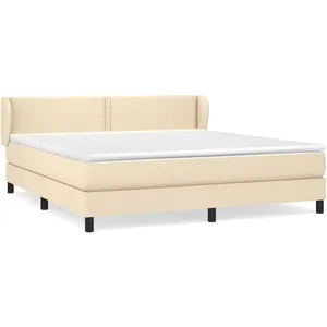 vidaXL Sommier à lattes de lit avec matelas Crème 180x200 cm Tissu pas cher