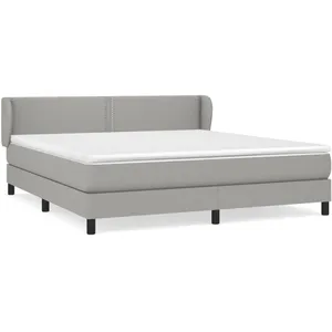 vidaXL Sommier à lattes de lit avec matelas Gris clair 180x200cm Tissu pas cher
