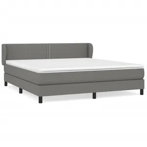 vidaXL Sommier à lattes de lit avec matelas Gris foncé 180x200cm Tissu pas cher