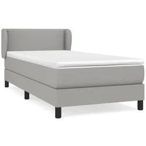 vidaXL Sommier à lattes de lit avec matelas Gris clair 90x200 cm Tissu pas cher