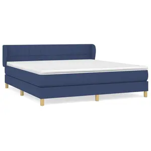 vidaXL Sommier à lattes de lit avec matelas Bleu 160x200 cm Tissu pas cher