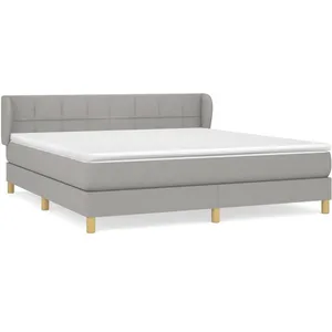 vidaXL Sommier à lattes de lit avec matelas Gris clair 180x200cm Tissu pas cher