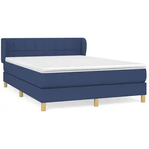 vidaXL Sommier à lattes de lit avec matelas Bleu 140x200 cm Tissu pas cher