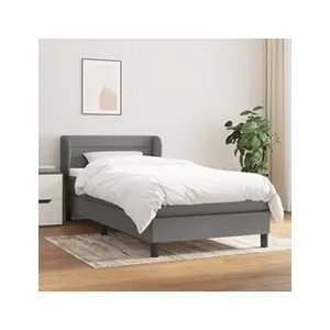 vidaXL Sommier à lattes de lit et matelas Gris foncé 90x190 cm Tissu pas cher