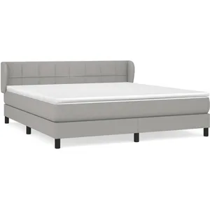 vidaXL Sommier à lattes de lit avec matelas Gris clair 160x200cm Tissu