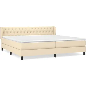 vidaXL Sommier à lattes de lit avec matelas Crème 200x200 cm Tissu pas cher