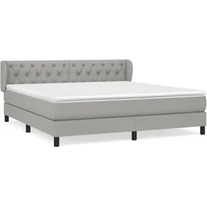 vidaXL Sommier à lattes de lit avec matelas Gris clair 160x200cm Tissu pas cher