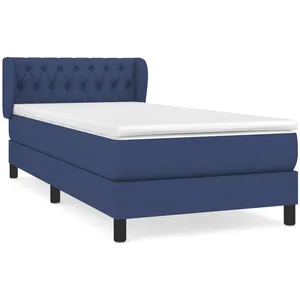 vidaXL Sommier à lattes de lit avec matelas Bleu 90x200 cm Tissu pas cher
