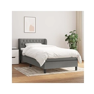 vidaXL Sommier à lattes de lit et matelas Gris foncé 90x190 cm Tissu pas cher