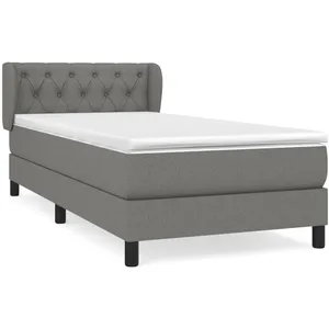 vidaXL Sommier à lattes de lit avec matelas Gris foncé 80x200 cm Tissu pas cher