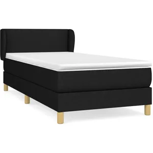 vidaXL Sommier à lattes de lit avec matelas Noir 90x200 cm Tissu pas cher