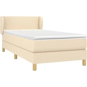 vidaXL Sommier à lattes de lit et matelas Crème 90x190 cm Tissu pas cher