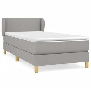 vidaXL Sommier à lattes de lit avec matelas Gris clair 90x200 cm Tissu pas cher