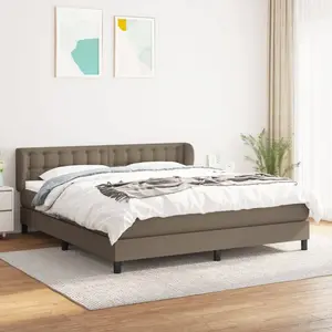 vidaXL Sommier à lattes de lit avec matelas Taupe 180x200 cm Tissu pas cher