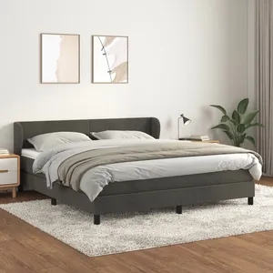 vidaXL Sommier à lattes de lit et matelas Gris foncé 180x200cm Velours pas cher