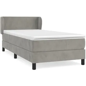 vidaXL Sommier à lattes de lit et matelas Gris clair 80x200 cm Velours pas cher