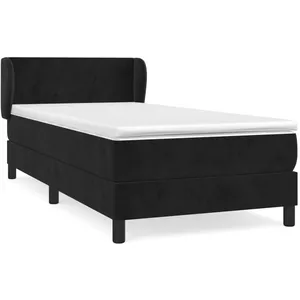 vidaXL Sommier à lattes de lit et matelas Noir 80x200 cm Velours pas cher