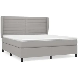 vidaXL Sommier à lattes de lit avec matelas Gris clair 160x200cm Tissu pas cher