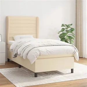 vidaXL Sommier à lattes de lit avec matelas Crème 80x200 cm Tissu pas cher
