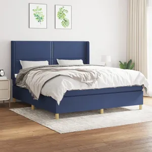 vidaXL Sommier à lattes de lit avec matelas Bleu 80x200 cm Tissu pas cher