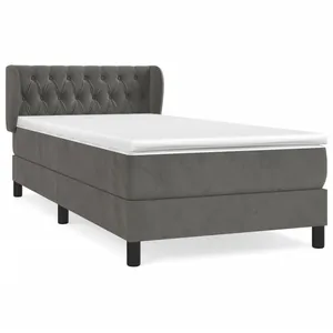 vidaXL Sommier à lattes de lit et matelas Gris foncé 90x190 cm Velours pas cher