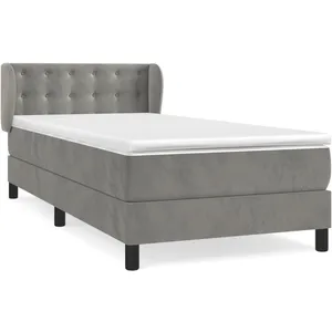 vidaXL Sommier à lattes de lit et matelas Gris clair 80x200 cm Velours pas cher