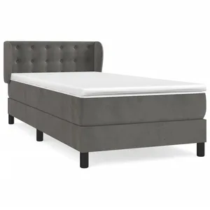 vidaXL Sommier à lattes de lit et matelas Gris foncé 80x200 cm Velours pas cher