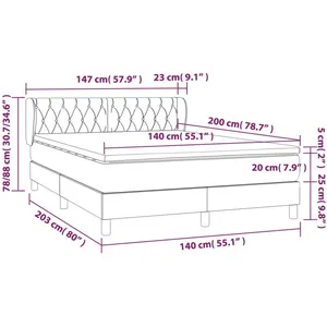 vidaXL Sommier à lattes de lit avec matelas Rose 140x200 cm Velours pas cher