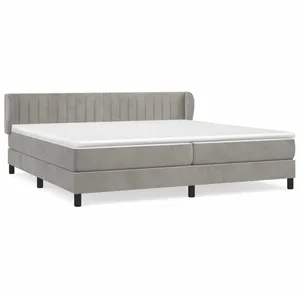 vidaXL Sommier à lattes de lit et matelas Gris clair 200x200cm Velours pas cher