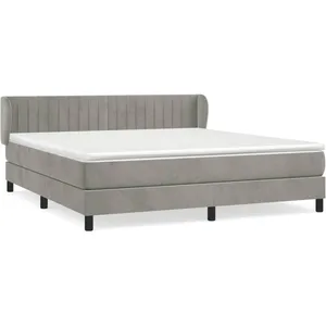 vidaXL Sommier à lattes de lit et matelas Gris clair 180x200cm Velours pas cher
