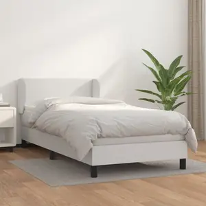 vidaXL Sommier à lattes de lit avec matelas Blanc 90x190 cm Similicuir pas cher