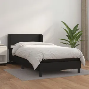 vidaXL Sommier à lattes de lit avec matelas Noir 100x200 cm Similicuir pas cher