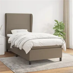 vidaXL Sommier à lattes de lit avec matelas Taupe 100x200 cm Tissu pas cher