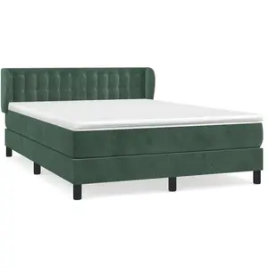 vidaXL Sommier à lattes de lit et matelas Vert foncé 140x190cm Velours pas cher
