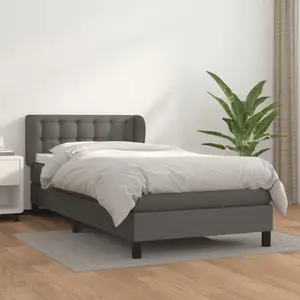 vidaXL Sommier à lattes de lit avec matelas Gris 80x200 cm Similicuir pas cher