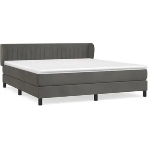vidaXL Sommier à lattes de lit et matelas Gris foncé 160x200cm Velours pas cher