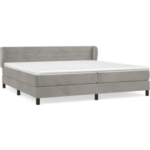vidaXL Sommier à lattes de lit et matelas Gris clair 200x200cm Velours pas cher