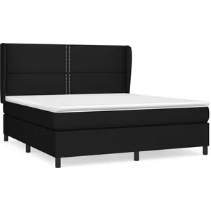vidaXL Sommier à lattes de lit avec matelas Noir 160x200 cm Tissu pas cher
